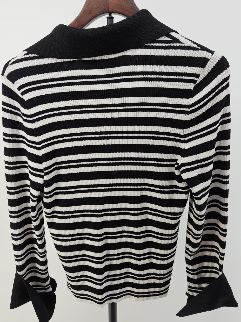 Express Black & White Striped Button-Up Knit Cardigan - Picture 2 of 12